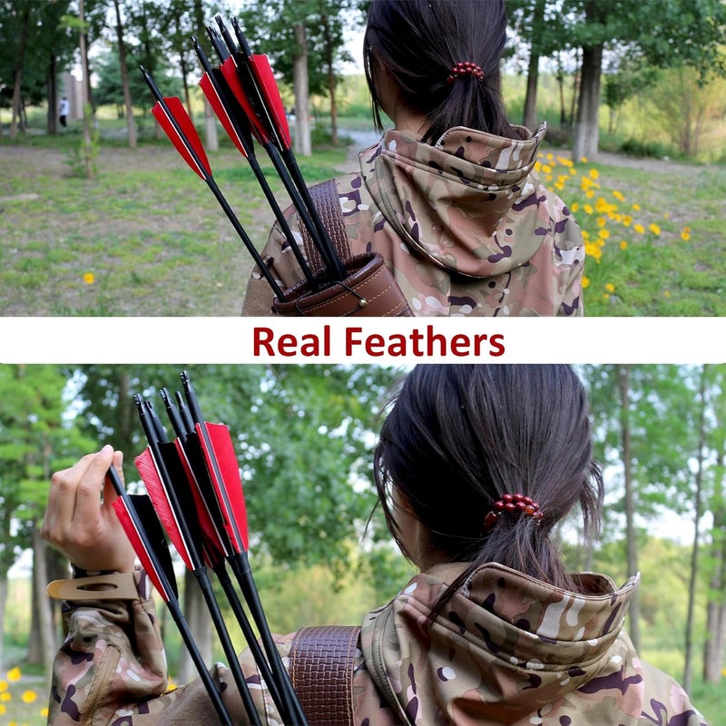 Luoyer 12 Pcs Archery Arrows with Feathers Removable Tips 30inch Hunting Arrows for Recurve Bow Longbow Compound Bow for Adults Targeting Practice - Image 5